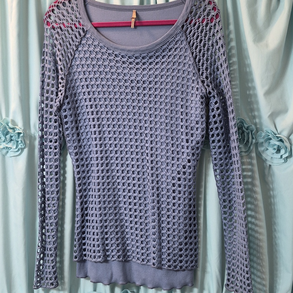 Pete Collection  Womens 2fer Crocheted Open Knit Lined Long Sleeve Sweater Sz L